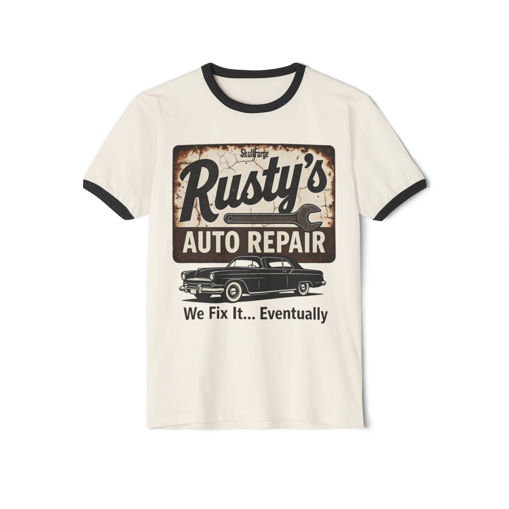 Rusty's Auto Repair Vintage Ringer Tee