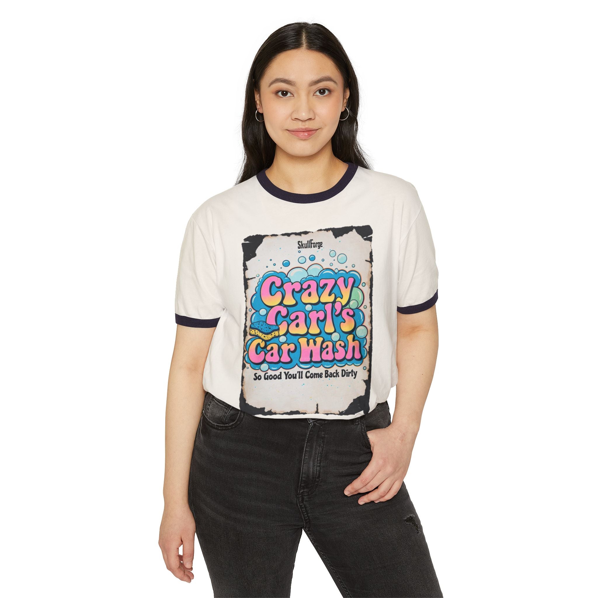 Crazy Carl's Car Wash Vintage Ringer Tee T-Shirt