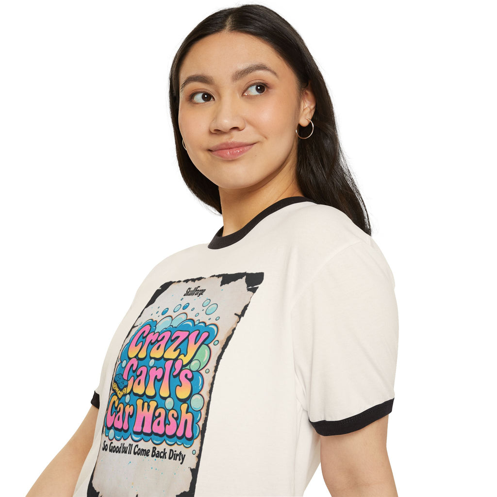Crazy Carl's Car Wash Vintage Ringer Tee T-Shirt
