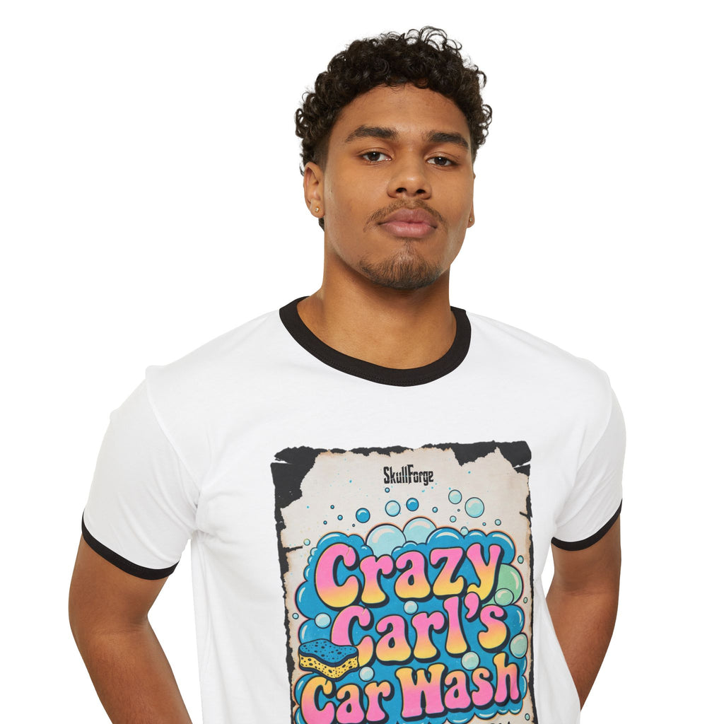 Crazy Carl's Car Wash Vintage Ringer Tee T-Shirt