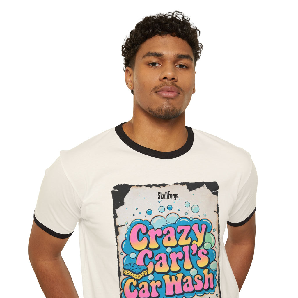 Crazy Carl's Car Wash Vintage Ringer Tee T-Shirt