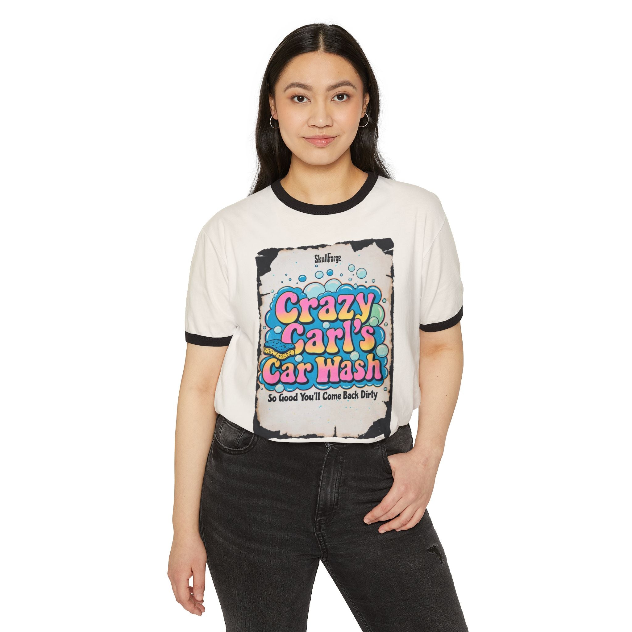 Crazy Carl's Car Wash Vintage Ringer Tee T-Shirt