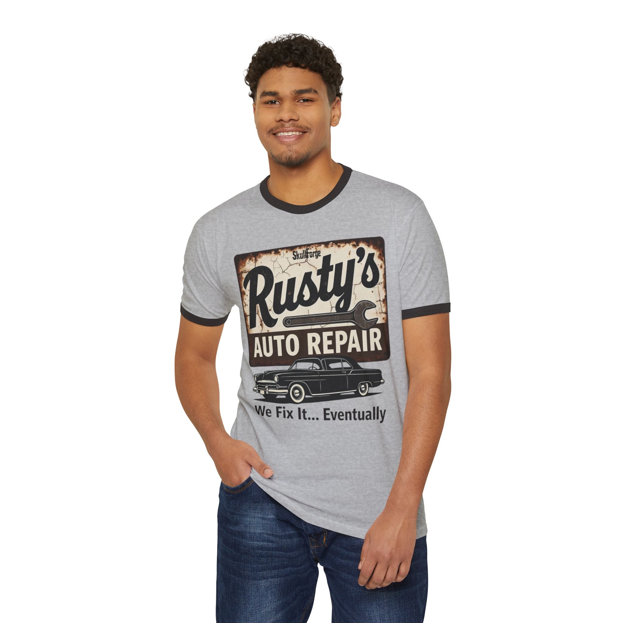 Rusty's Auto Repair Vintage Ringer Tee