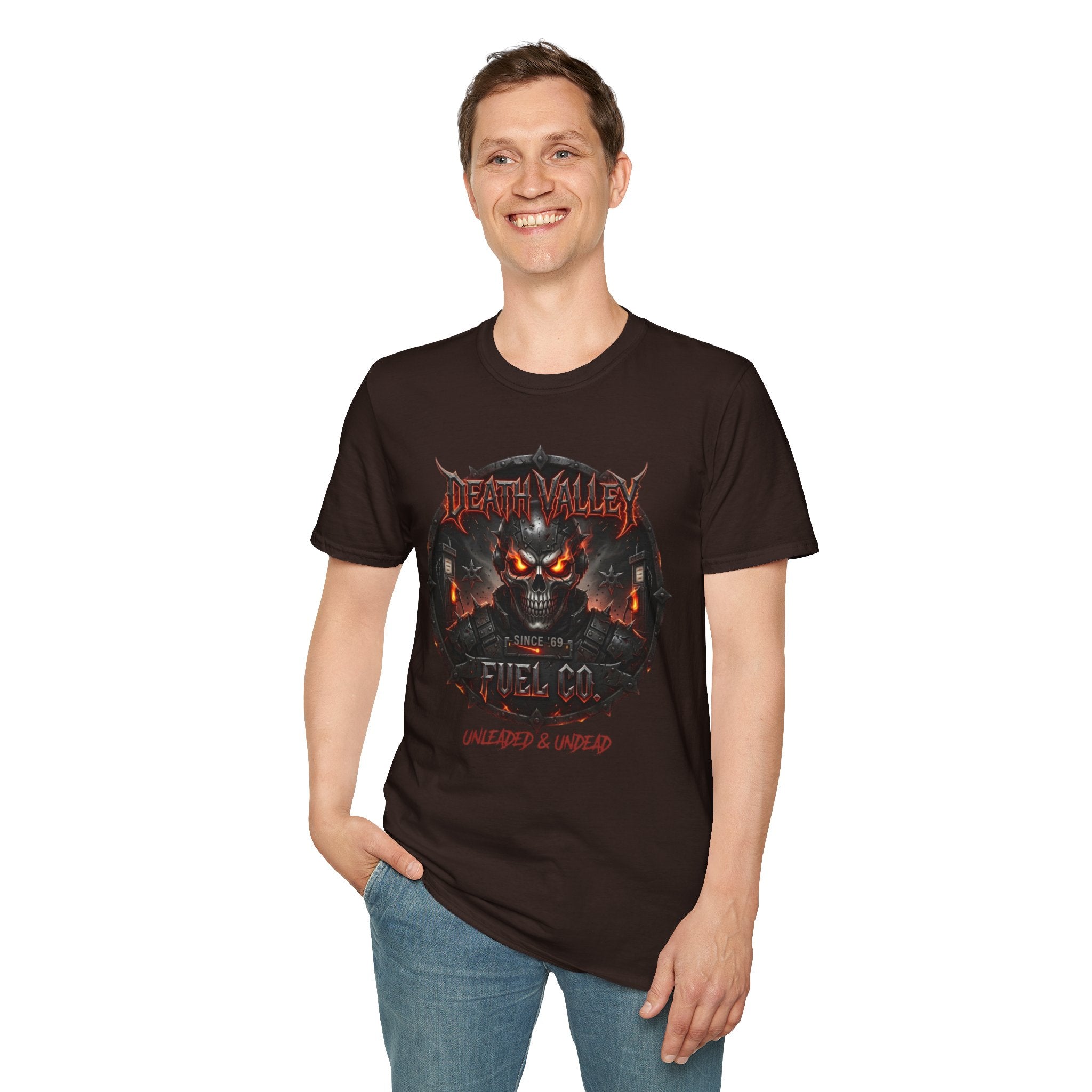 Death Valley Fuel Co. Tee — Unleaded & Undead Dark Chocolate T-Shirt