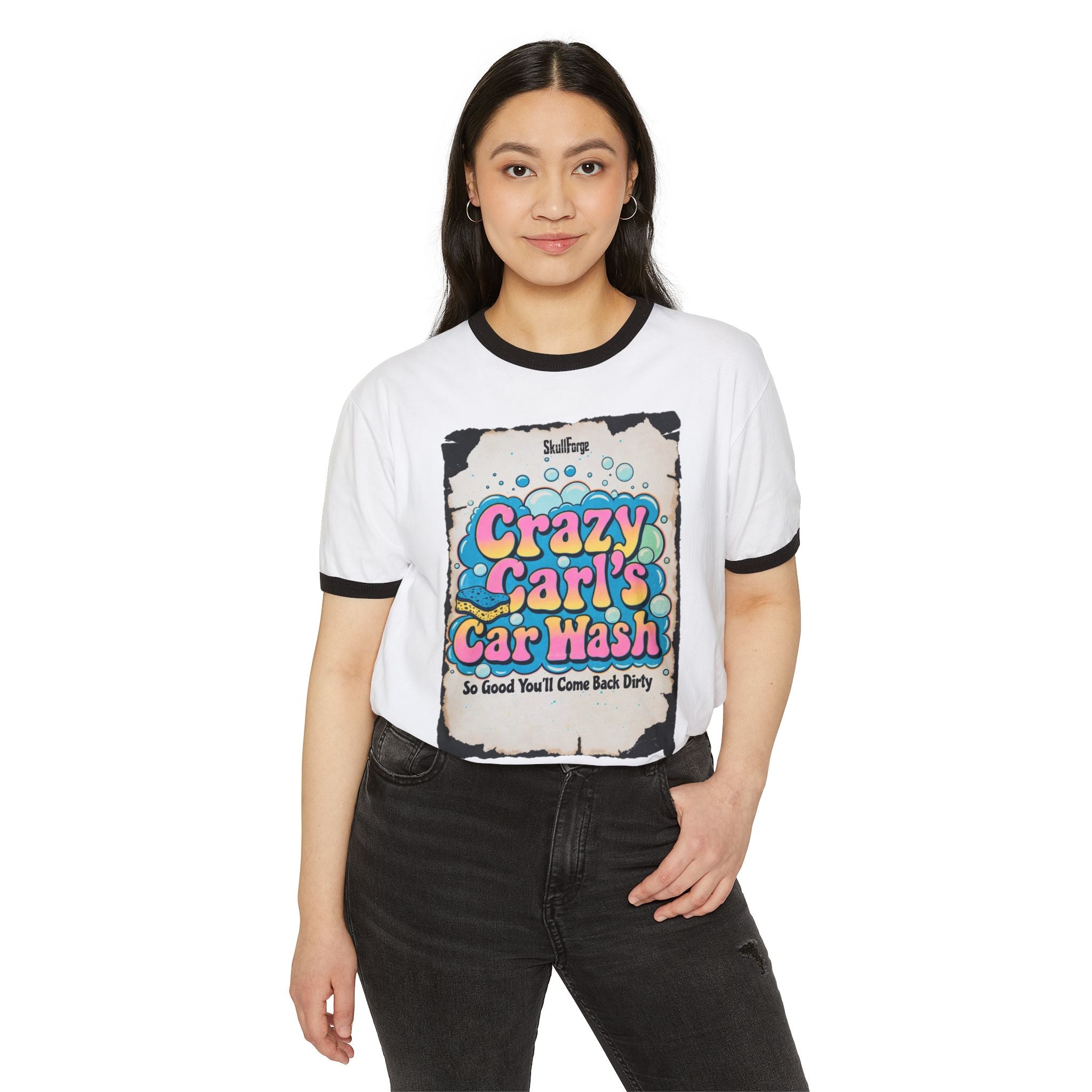 Crazy Carl's Car Wash Vintage Ringer Tee T-Shirt