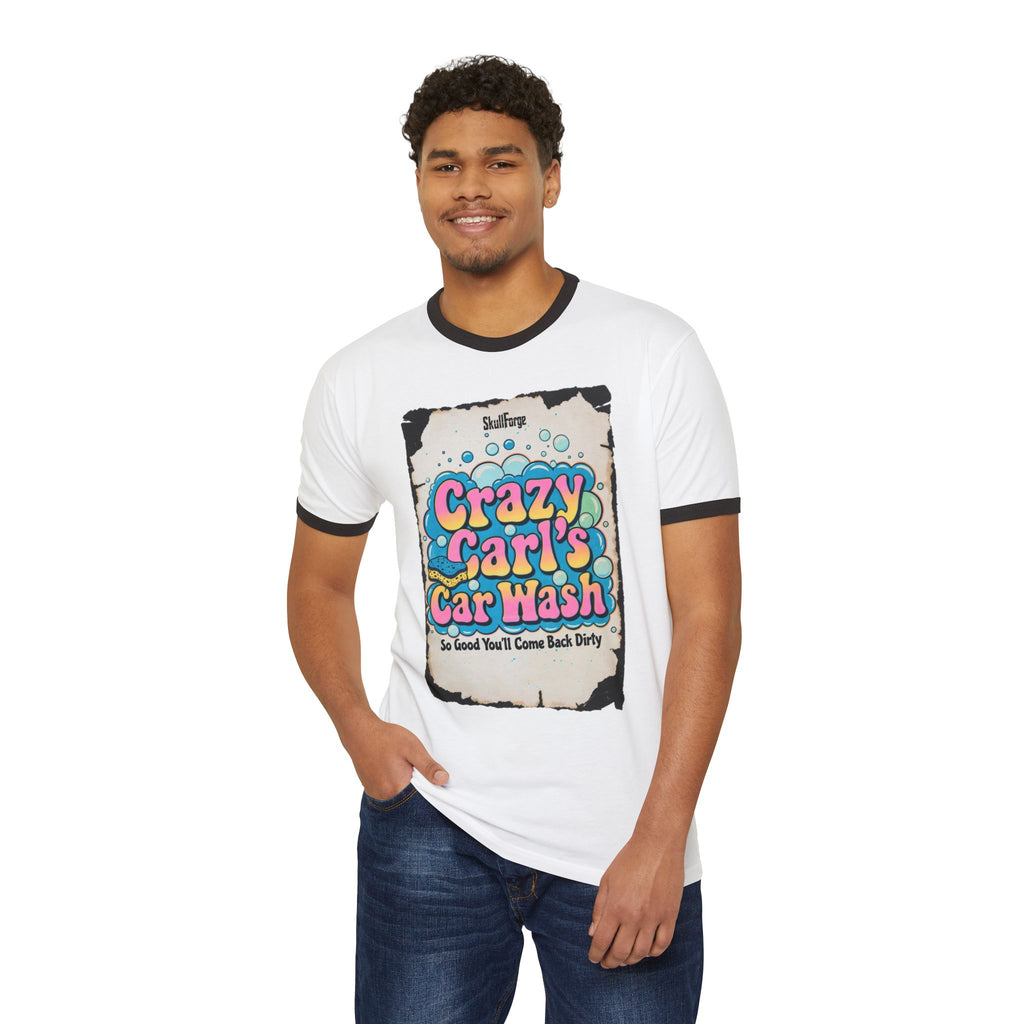Crazy Carl's Car Wash Vintage Ringer Tee T-Shirt