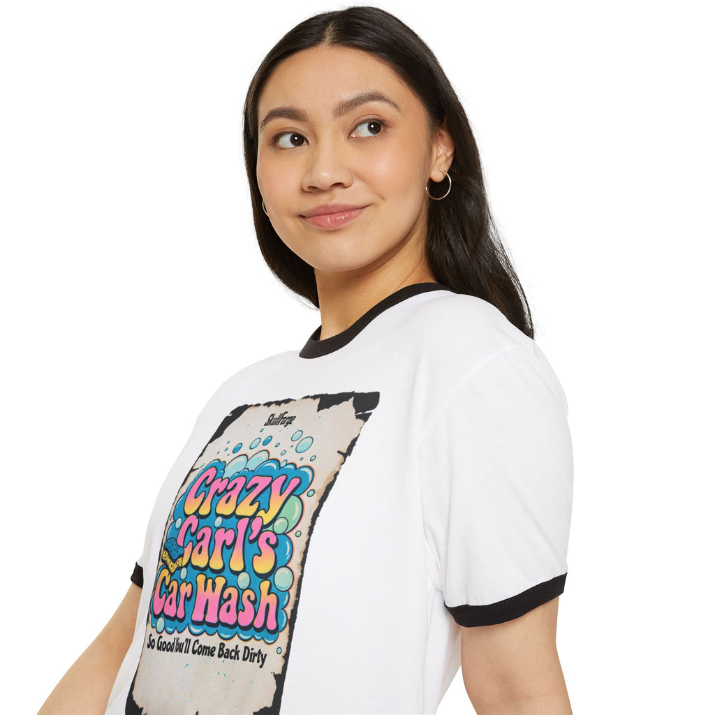 Crazy Carl's Car Wash Vintage Ringer Tee T-Shirt