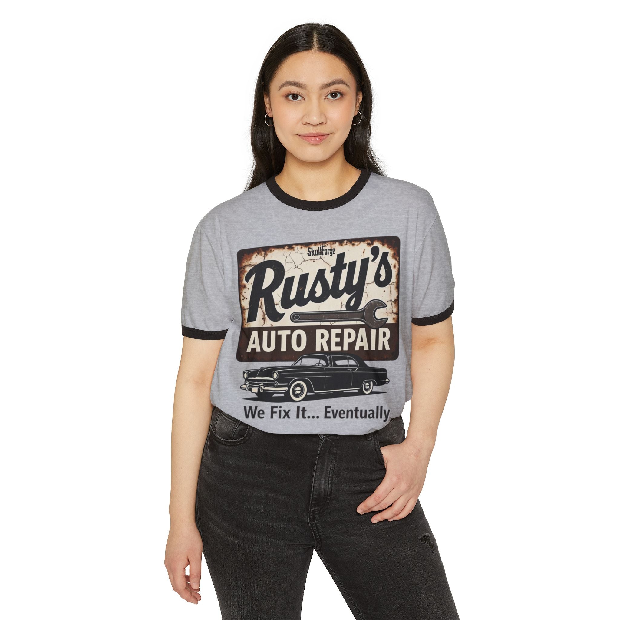 Rusty's Auto Repair Vintage Ringer Tee