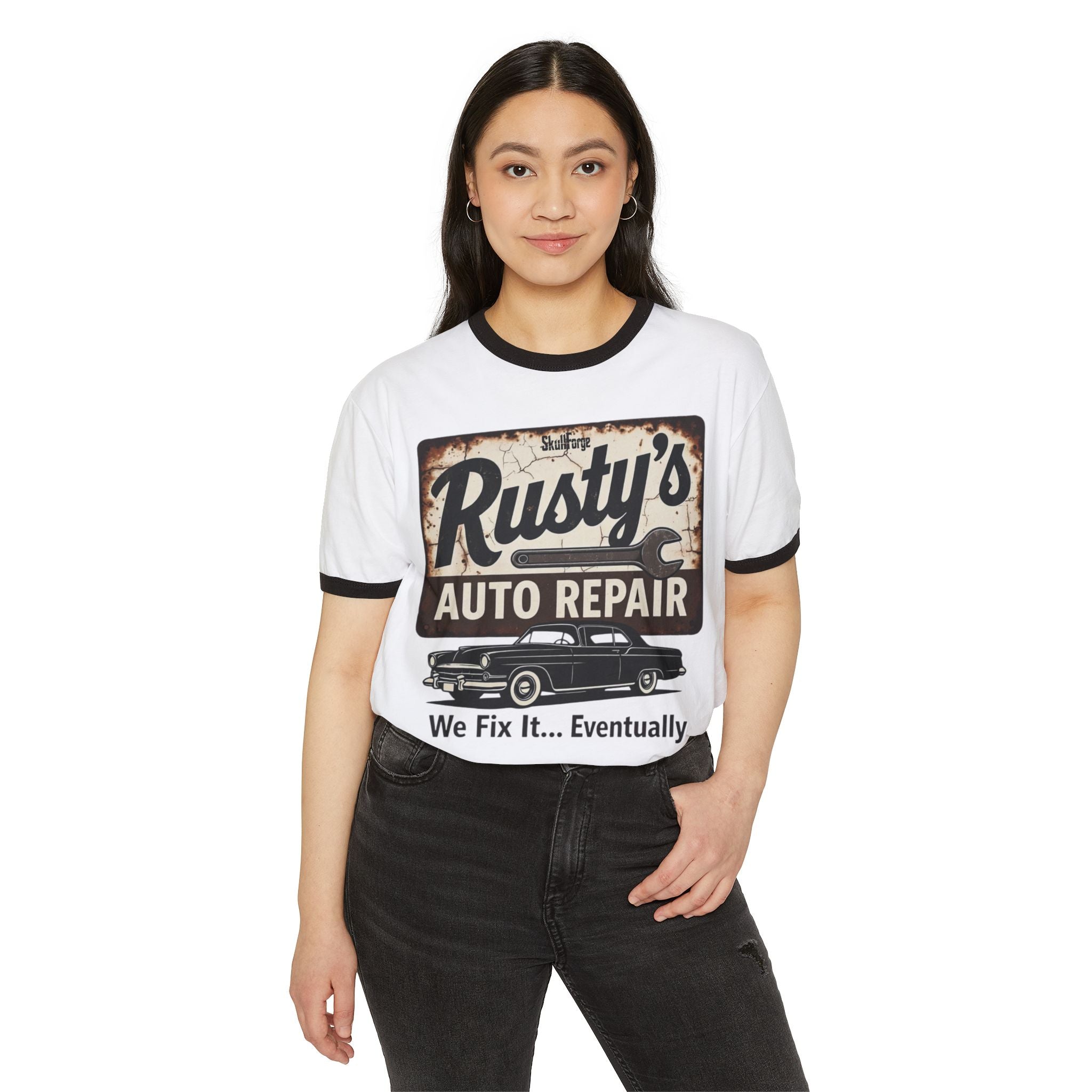 Rusty's Auto Repair Vintage Ringer Tee T-Shirt