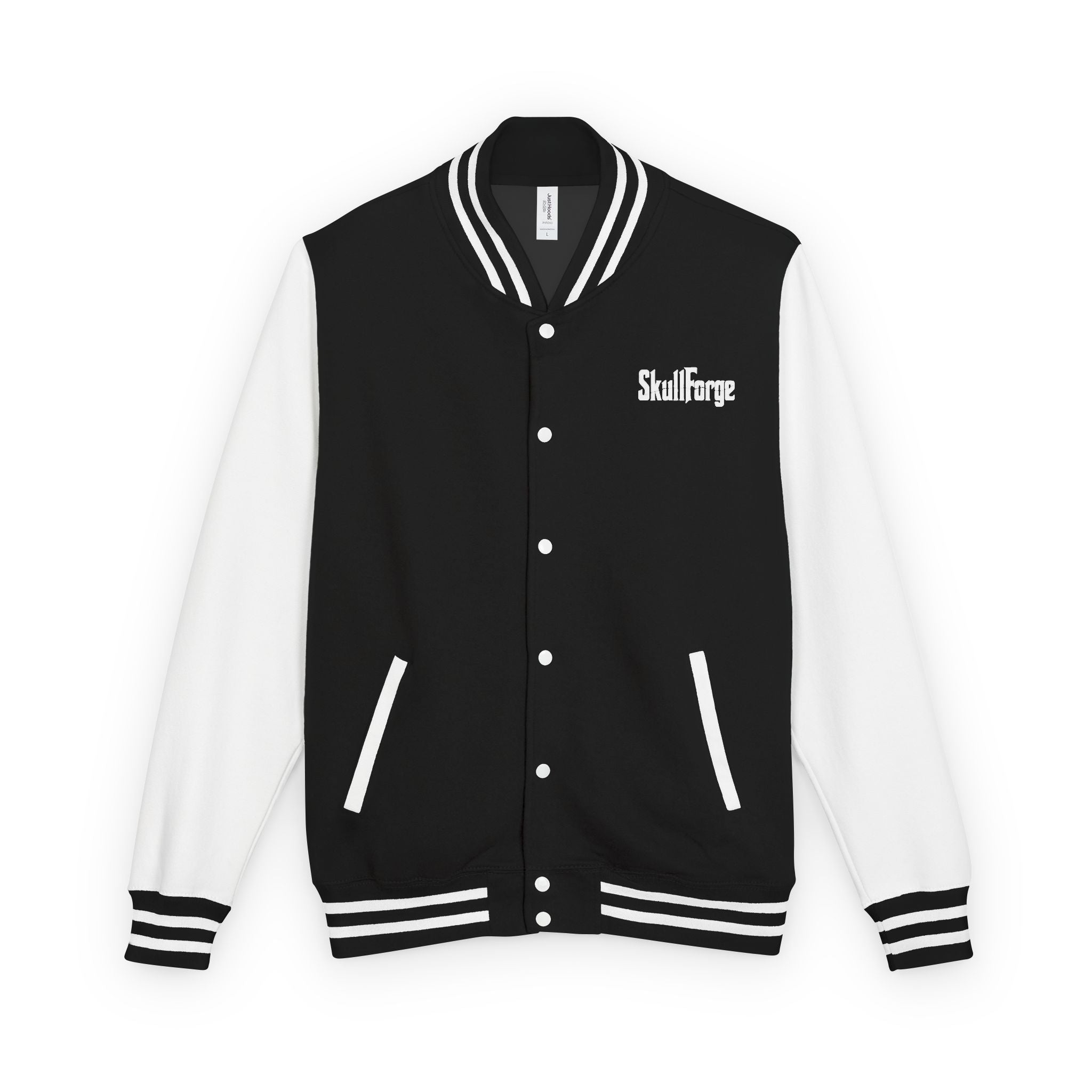 Fearless Heavyweight Letterman Jacket Jet Black Arctic White Letterman Jacket