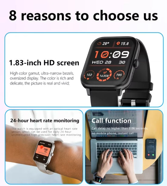 Men & Women's 1.83-inch Bluetooth Fitness Tracker and Smartwatch Fitness Tracker