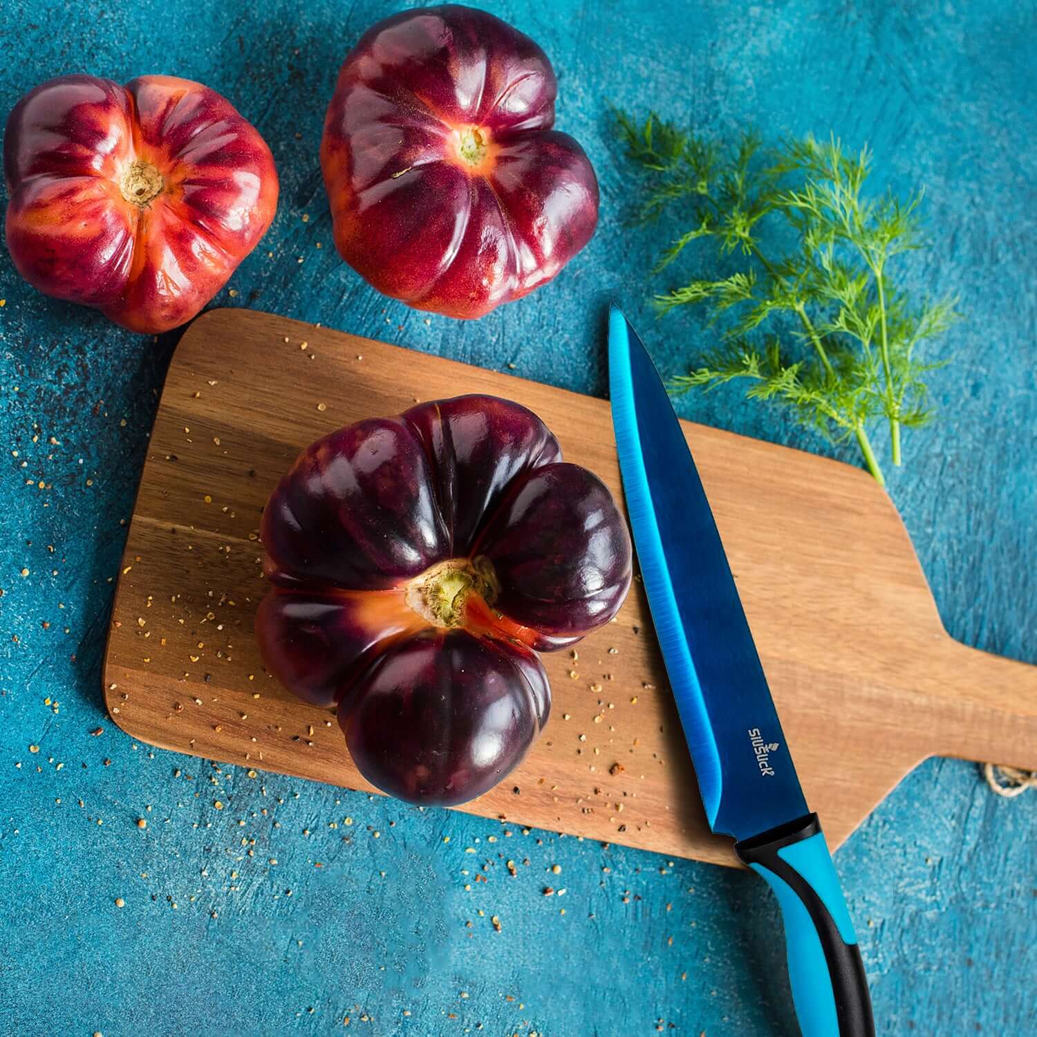 Kitchen Knife Set Kit & Black Magnetic Rack & sharpener Kitchen knives