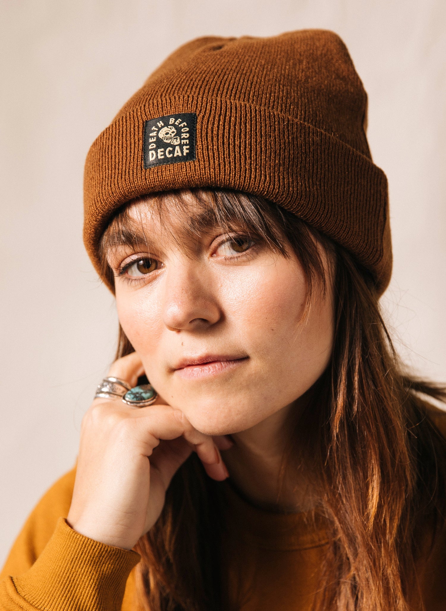 Death Before Decaf Beanie Beanies in Hats