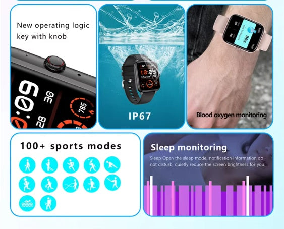 Men & Women's 1.83-inch Bluetooth Fitness Tracker and Smartwatch Fitness Tracker